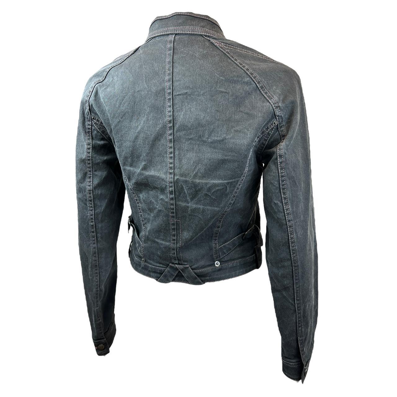 Christian Dior by John Galliano Spring 2003 Gray Denim Jacket With Pink Stitching - Outfit Repeater