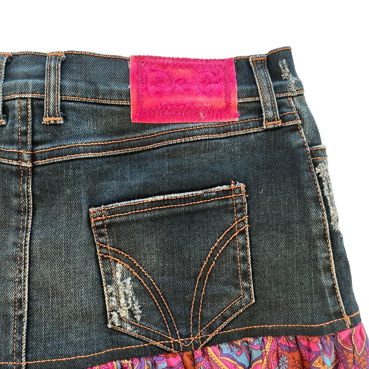 Dolce & Gabbana Half Denim Skirt with Pink Paisley Bottom - Outfit Repeater