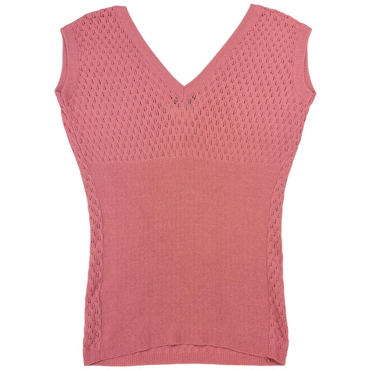 Dolce & Gabbana Pink Semi-Sheer Knit Tank Top - Outfit Repeater