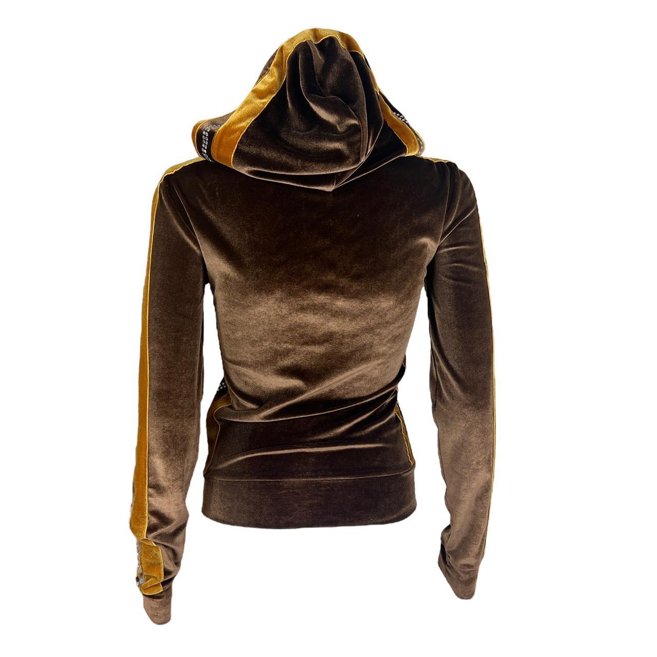 Dolce & Gabbana Brown Velour Rhinestone Logo Hoodie