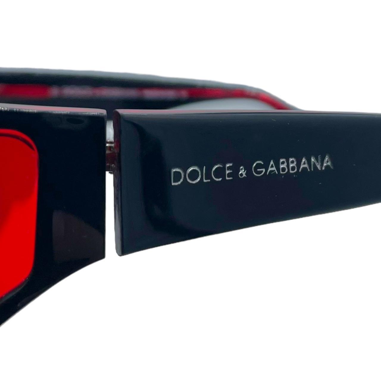 Dolce & Gabbana Red Black Shield Sunglasses