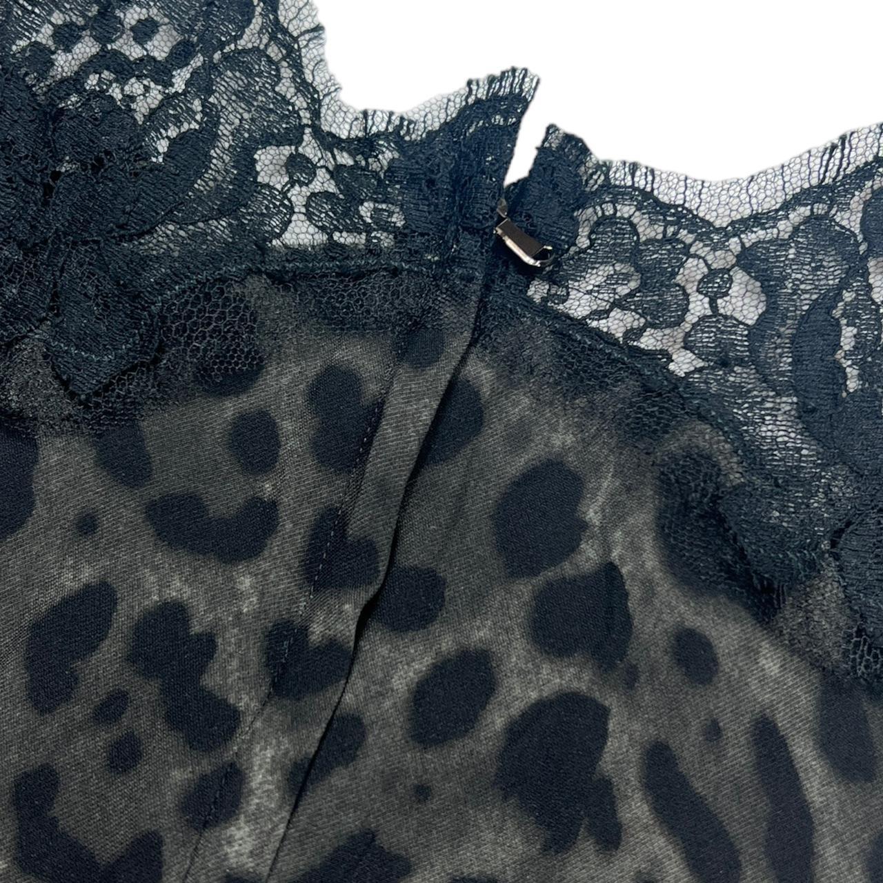 Dolce & Gabbana Silk Leopard Blouse with Lace Trim - Outfit Repeater