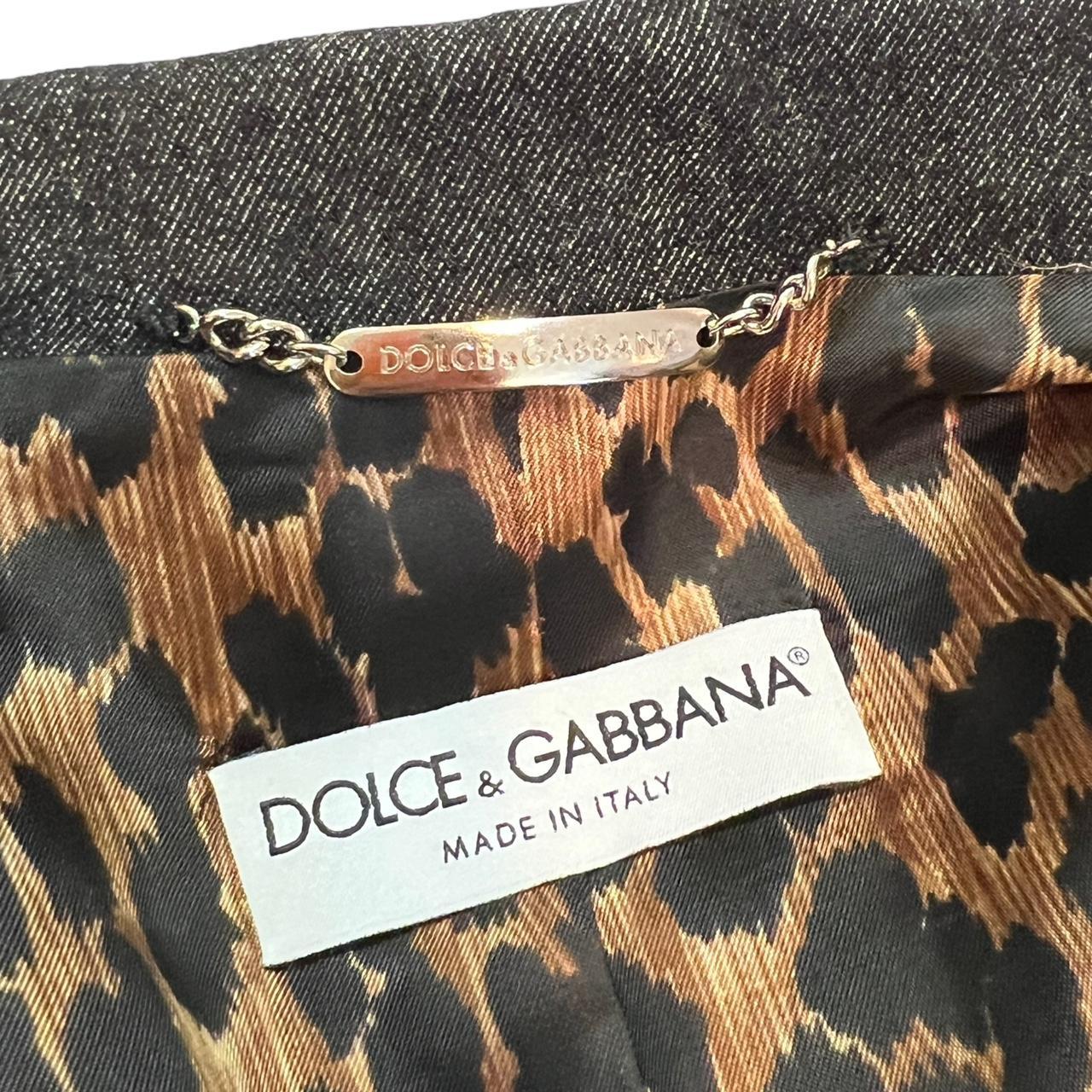 Dolce & Gabbana Wool Blend 'Denim Look' Jean Jacket with Hot Pink / Red Contrast Stitching - Outfit Repeater