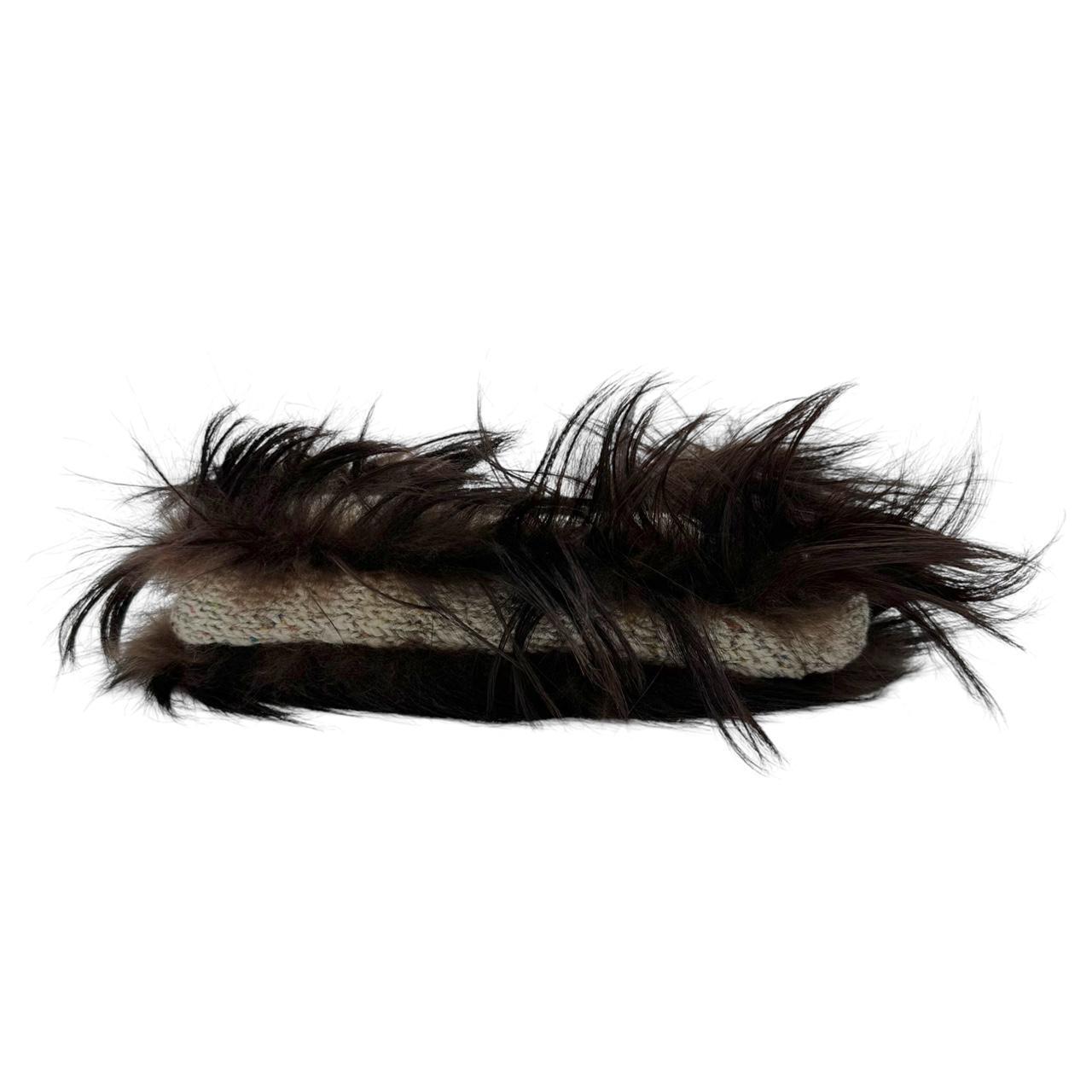 Fendi Fur Trim Knit Baguette Shoulder Bag - Outfit Repeater