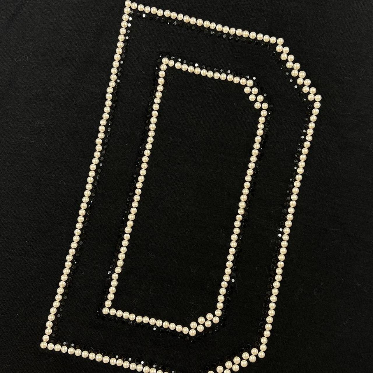 Dolce & Gabbana Black Pearl / Rhinestone Embellished Logo Tank Top