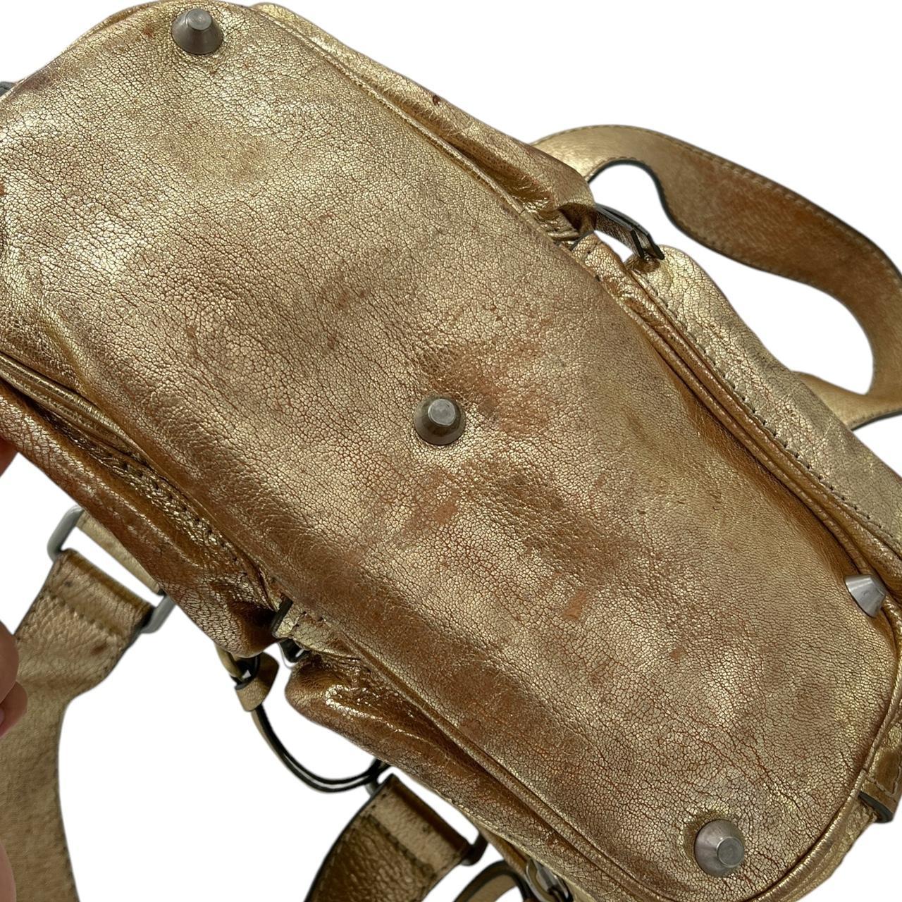Chloé Gold Leather Shoulder Bag with Zippered Pockets