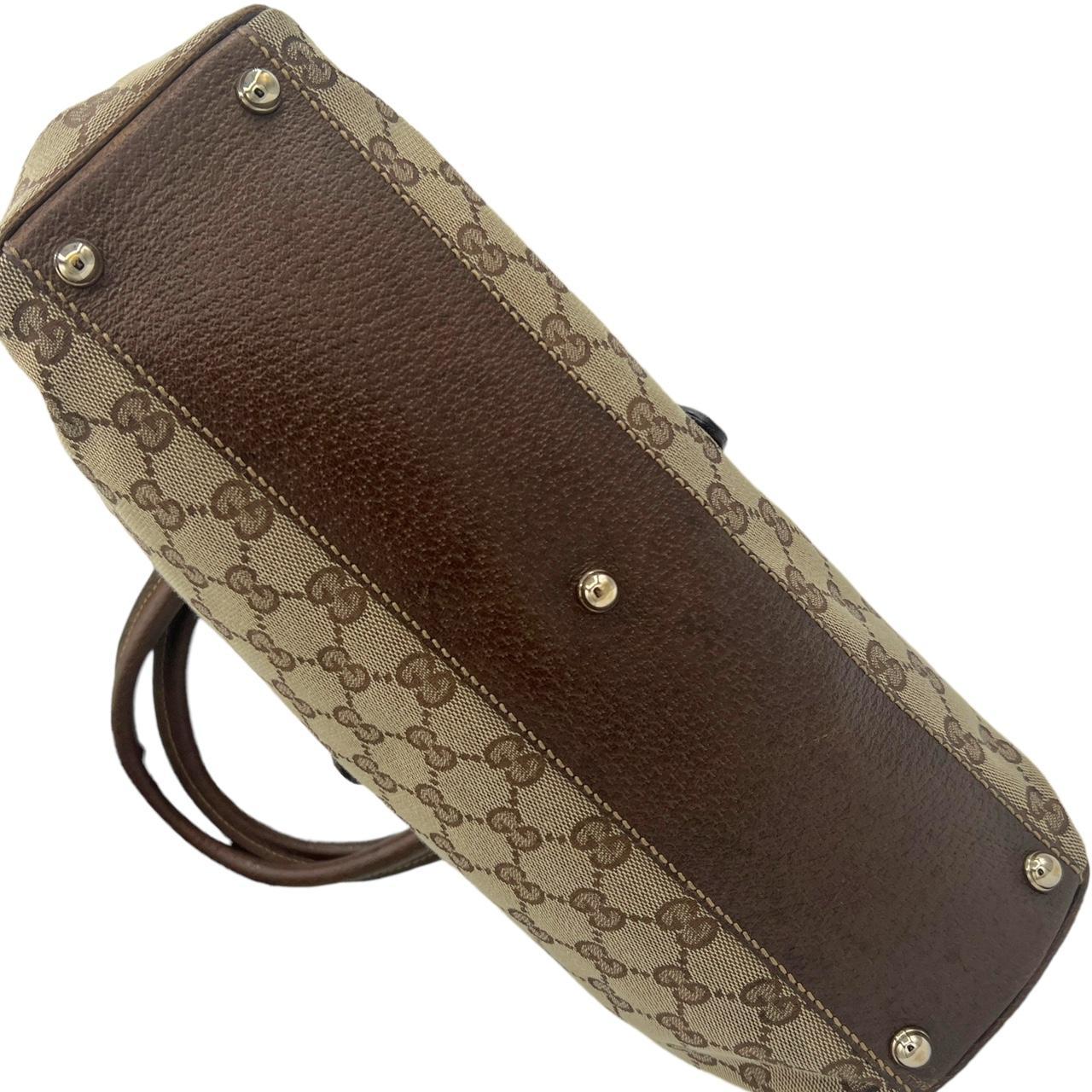Gucci Shoulder Bag Brown Leather Tan Monogram Canvas