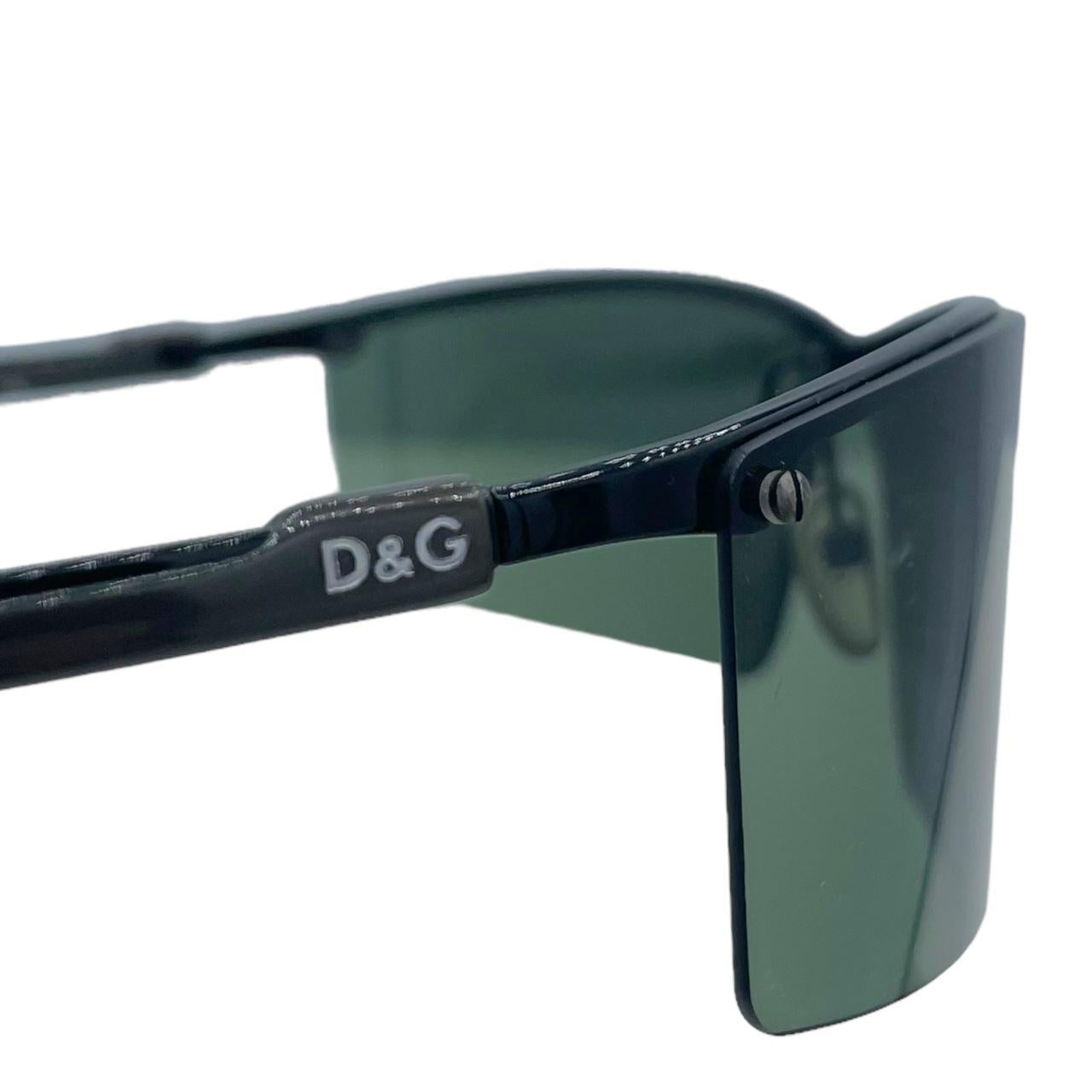 Dolce & Gabbana Black Rimless Shield Sunglasses