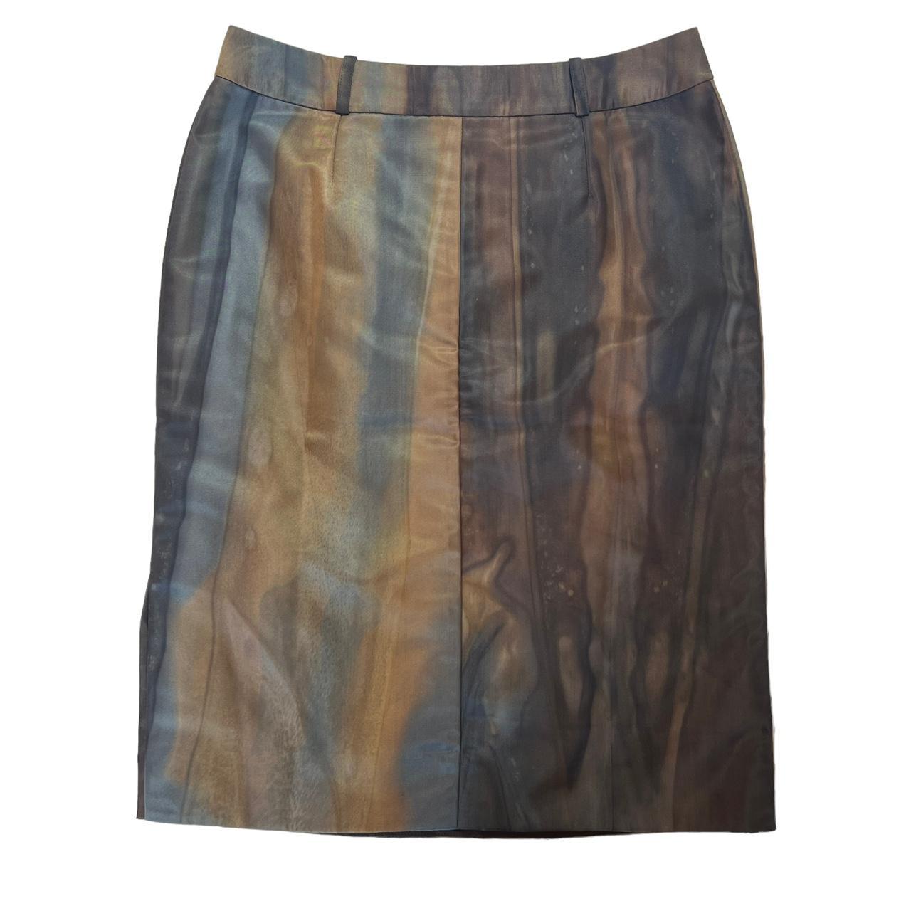 Christian Dior by John Galliano F/W 2001 Brown Printed Silk Midi Skirt - Outfit Repeater