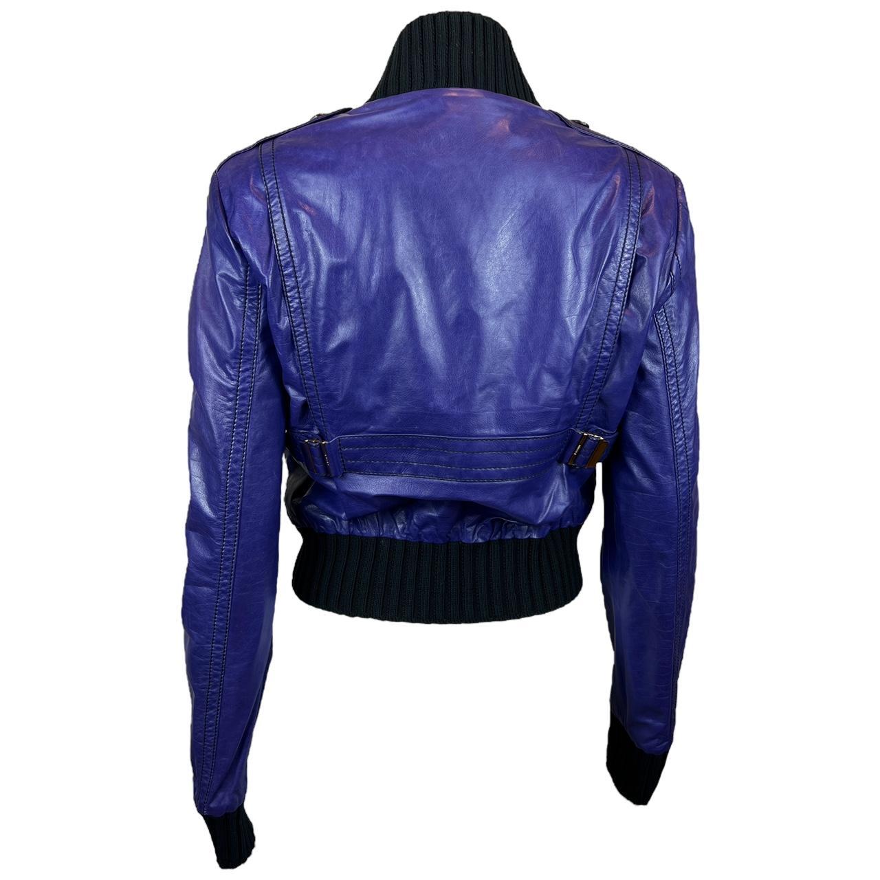 Gucci Madonna Purple Leather Bomber Jacket