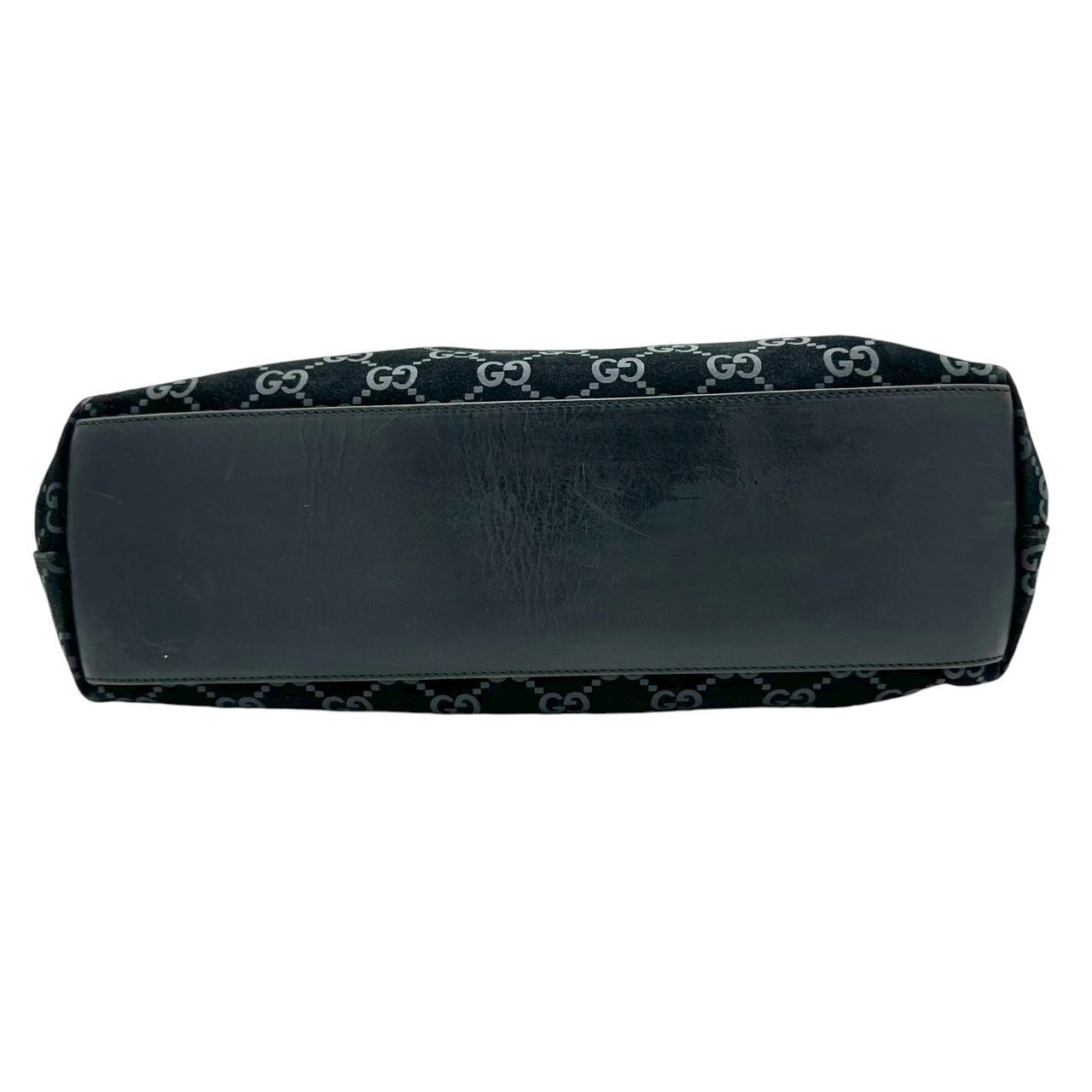 Gucci Black Suede Embossed Monogram Shoulder Bag - Outfit Repeater