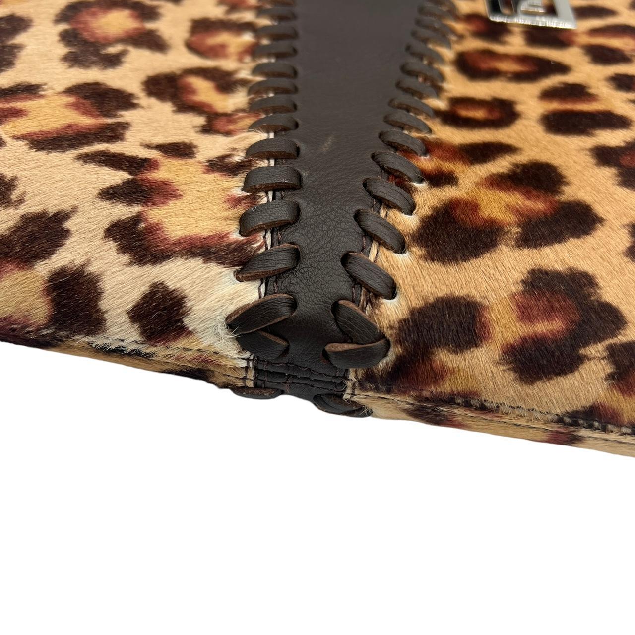 Fendi Leopard Print Pony Hair Trapezio Bag