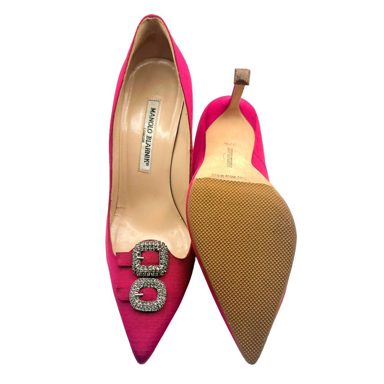Manolo Blahnik Hot Pink Crystal Embellished Pointed Toe Heels - Outfit Repeater