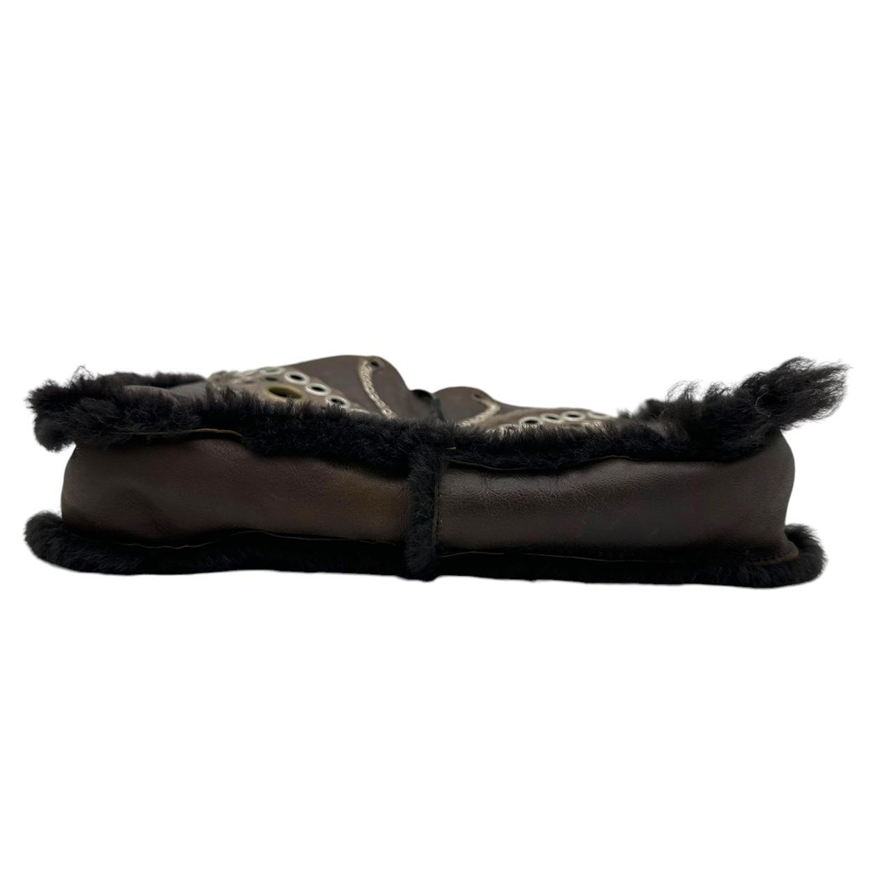 Dolce & Gabbana Brown Shearling Studded Butterfly Tote Bag - Outfit Repeater