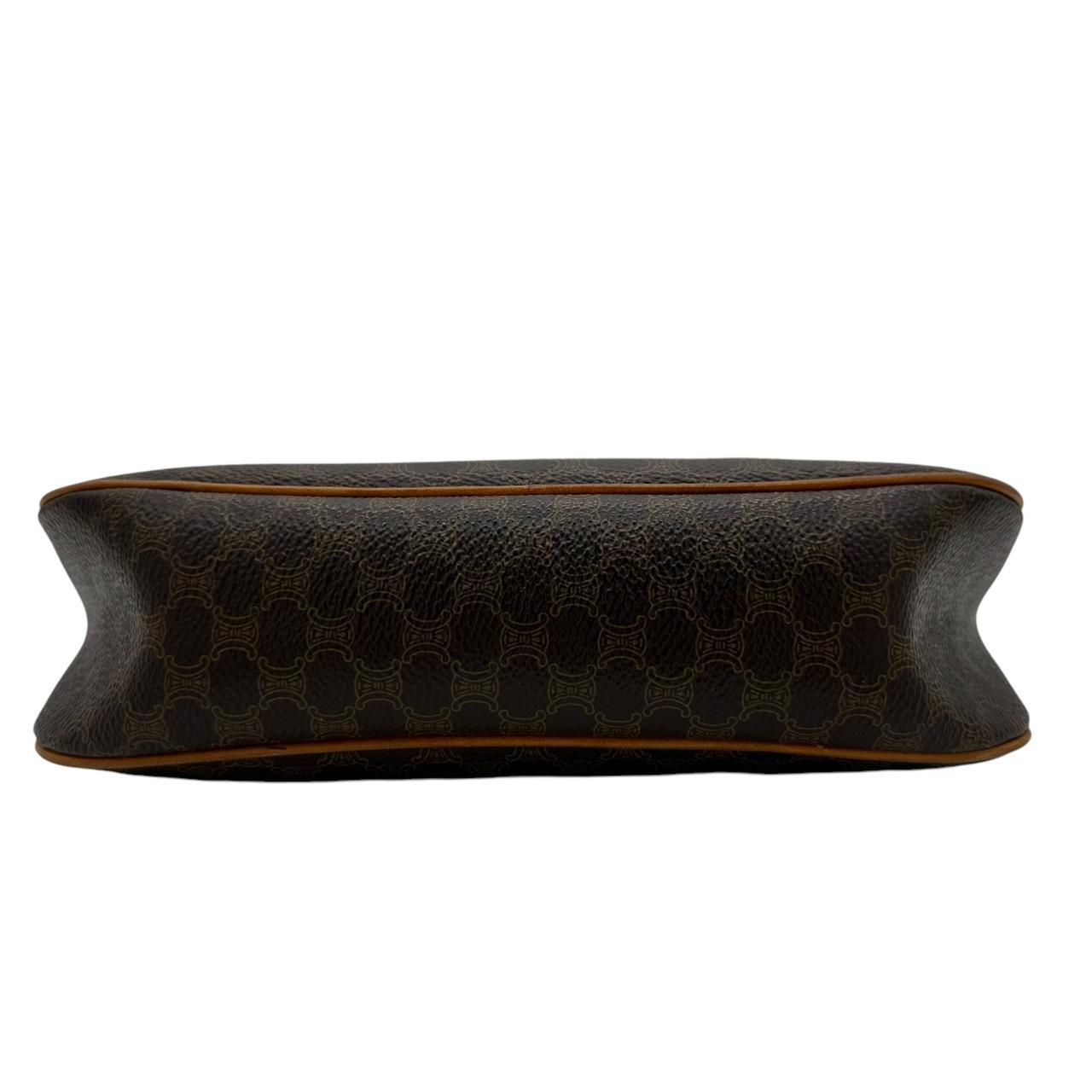 Celine Monogram Pochette Shoulder Bag Brown Leather