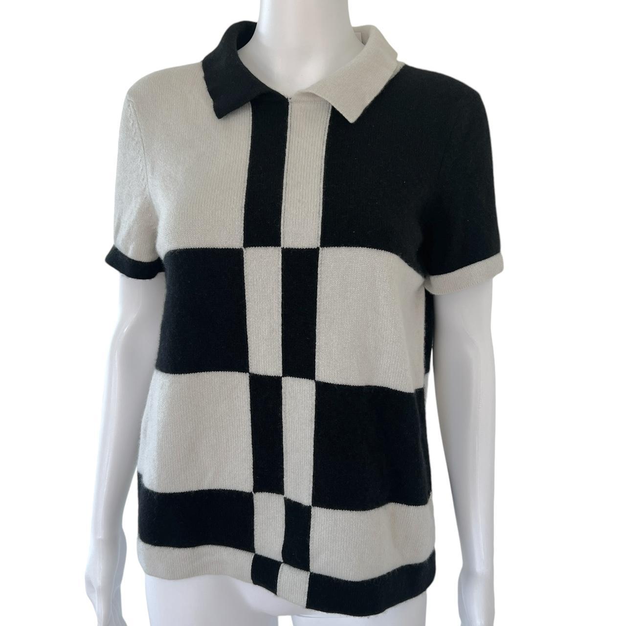 Chanel Black and White Cashmere Knit Polo Top - Outfit Repeater