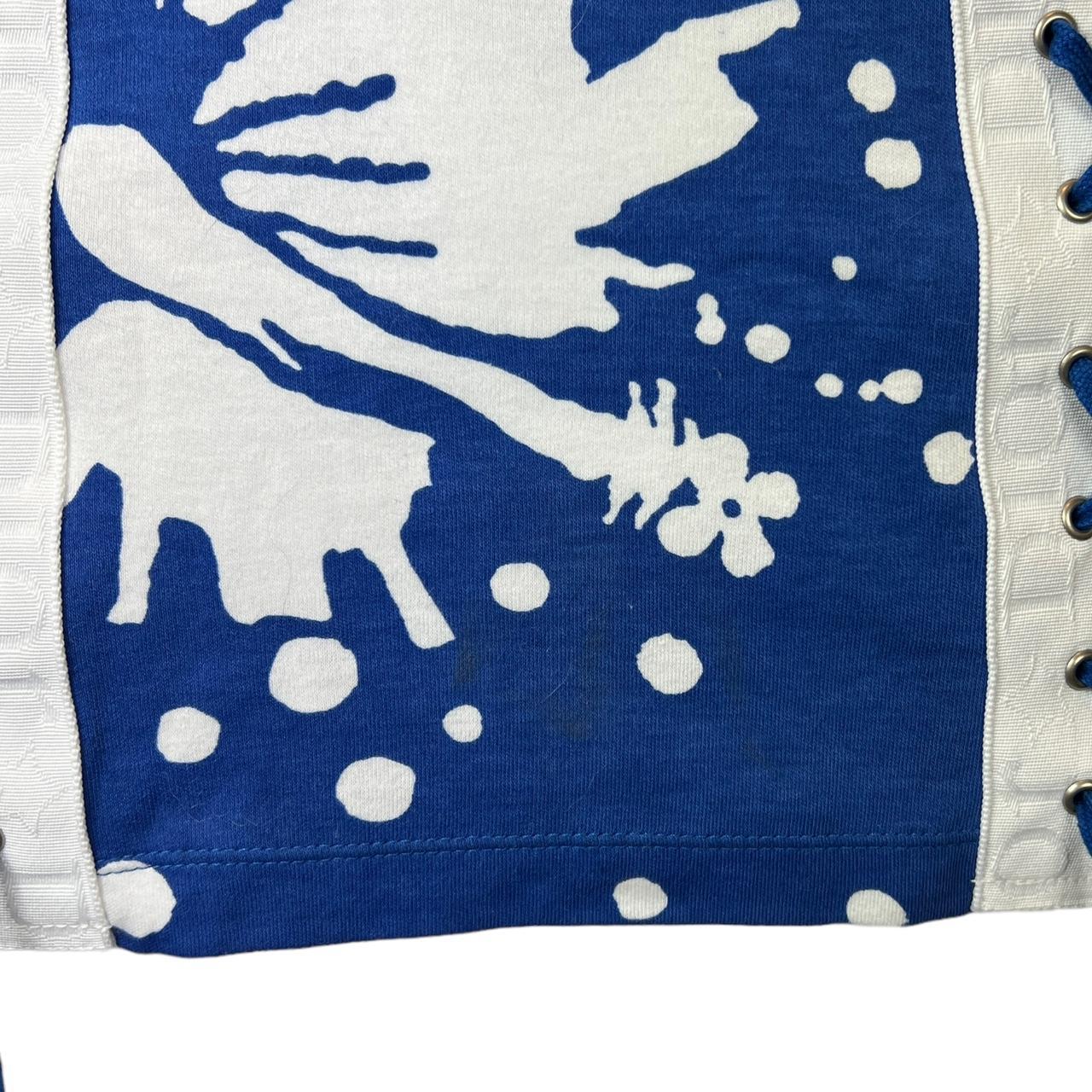 Christian Dior Summer 2004 by John Galliano 'Dior Surf Chick' Blue and White Graphic Lace Up Tank - Outfit Repeater