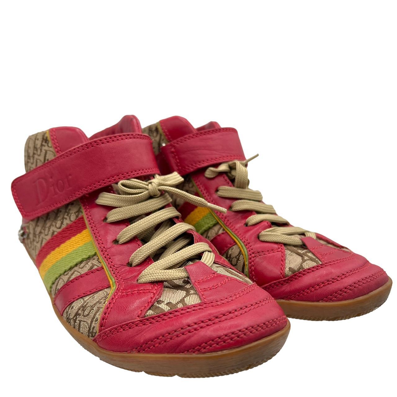 Christian Dior by John Galliano 2004 Rasta Trotter Monogram Mid Top Sneakers