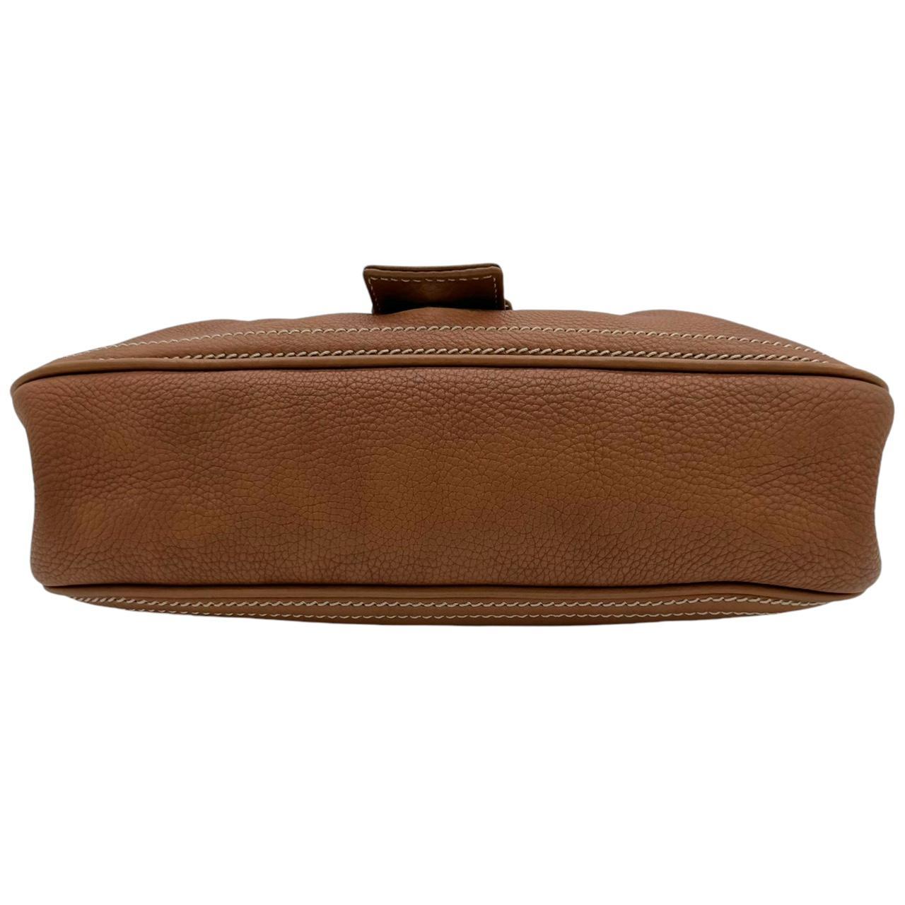 Celine Brown Leather Buckle Shoulder Bag