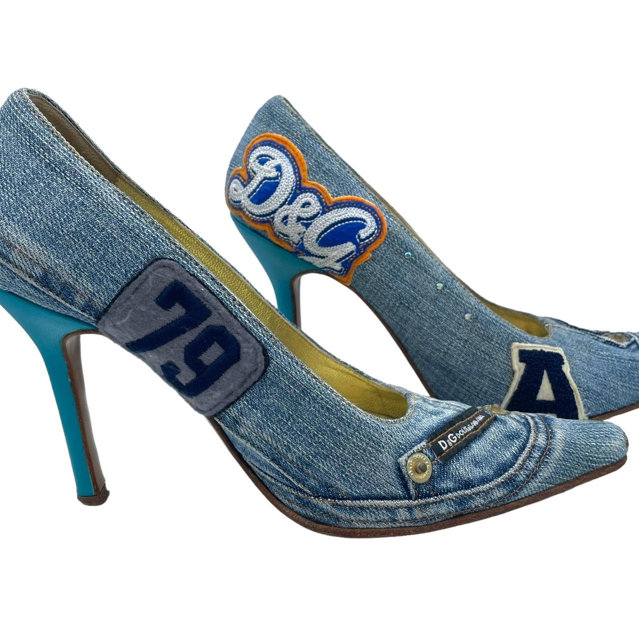 D&G Dolce & Gabbana Denim Patch Heels