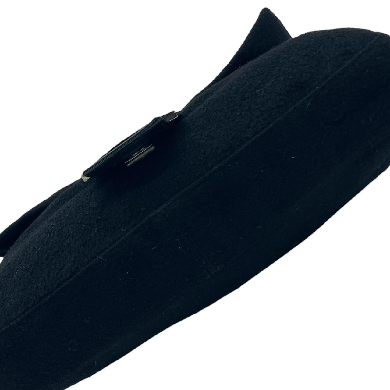 Fendi Black Cashmere & Wool Baguette Shoulder Bag - Outfit Repeater