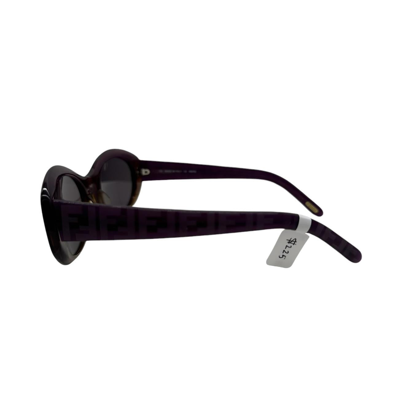 Fendi Oval Sunglasses Brown Purple Logo Arms