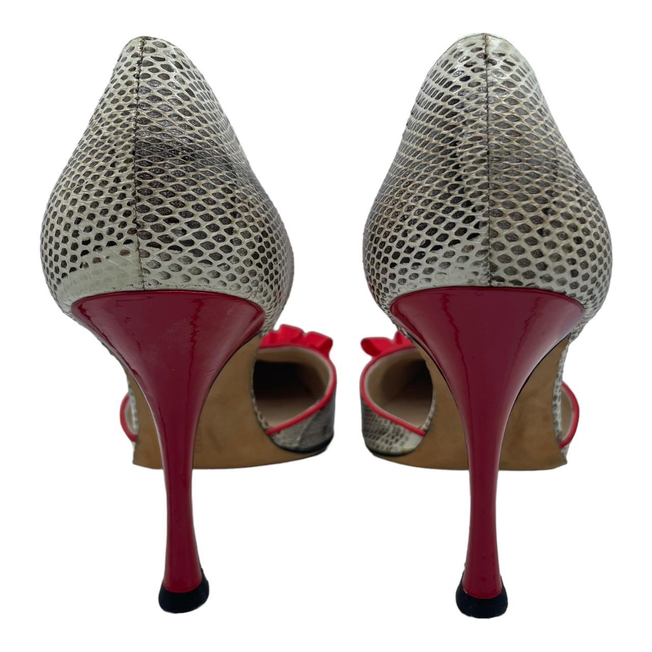 Manolo Blahnik Python & Red Ribbon D'Orsay Heels - Outfit Repeater