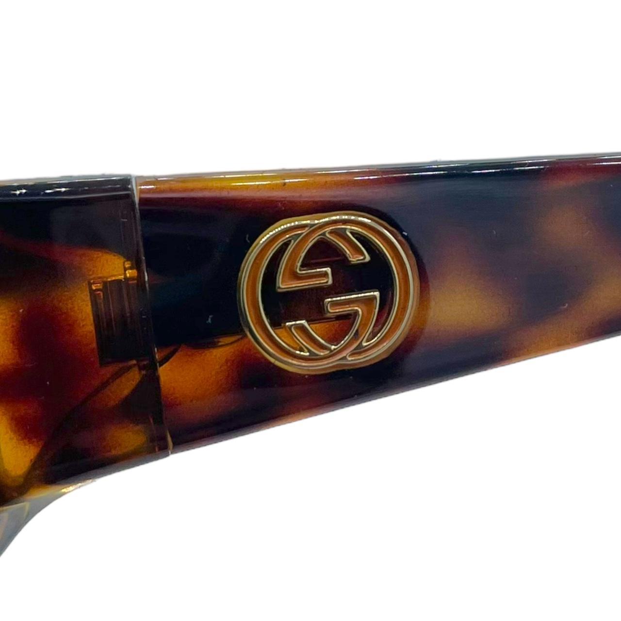 Gucci Brown Tortoise Oval Logo Sunglasses
