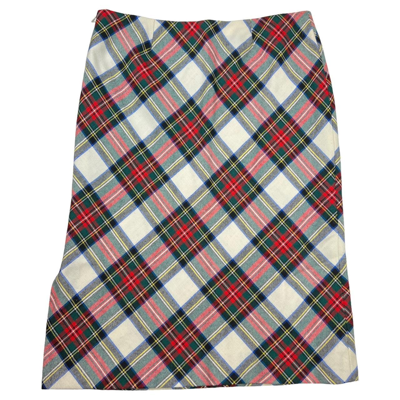 Dolce & Gabbana Plaid Print Wool Midi Skirt