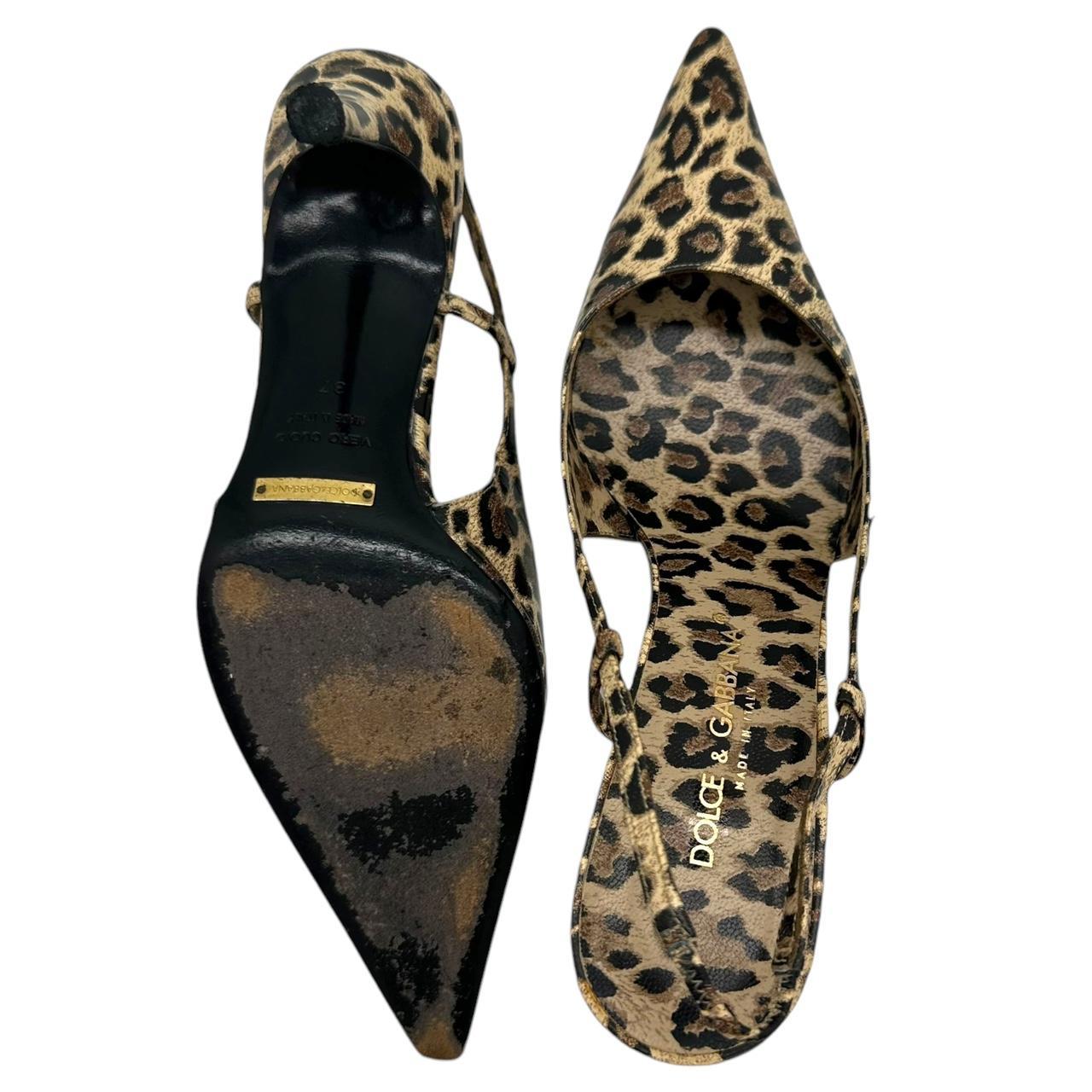 Dolce & Gabbana Leopard Print Slingback Kitten Heels
