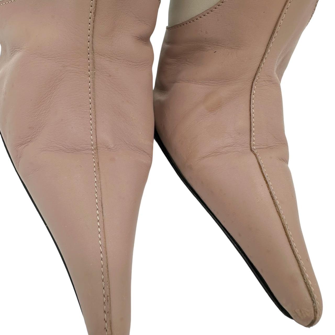 Versace Brown Pink Leather Heeled Knee-High Boots