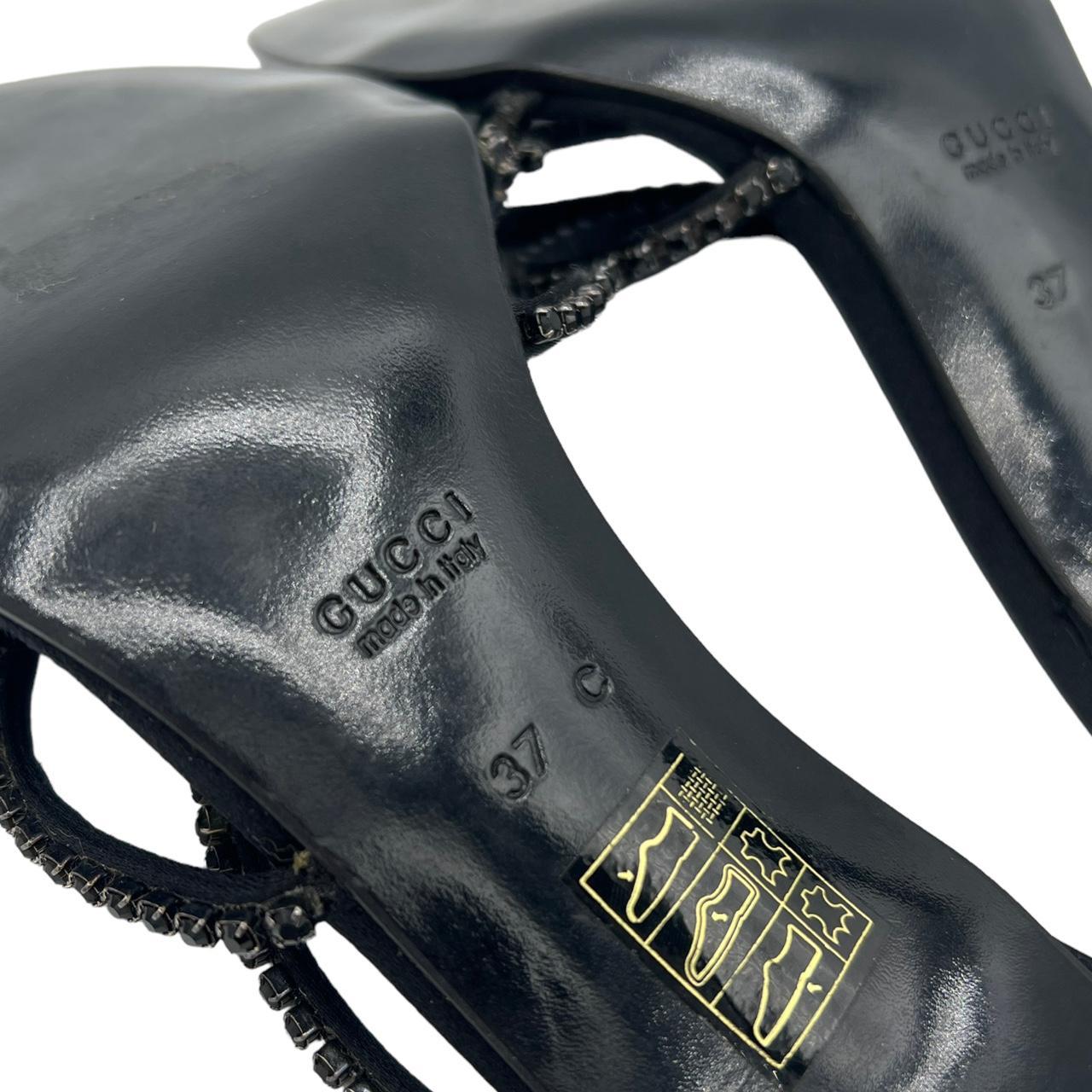 Gucci Black Crystal Embellished Open Toe Strappy Heels
