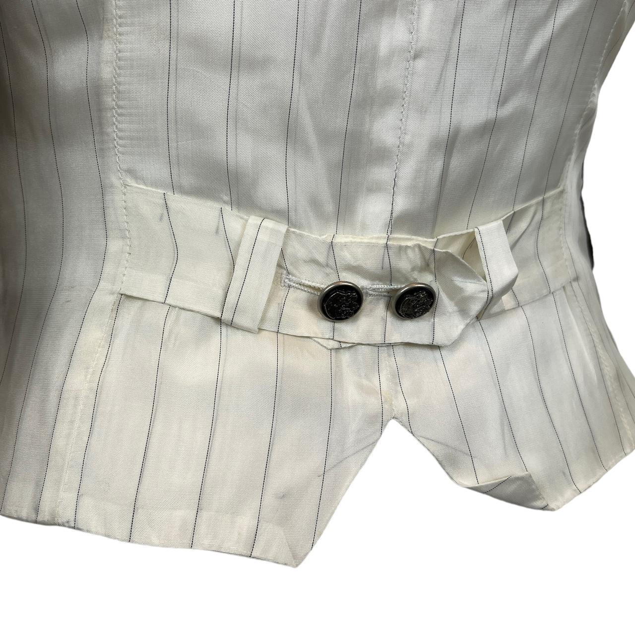 Dolce & Gabbana Black Velvet and White Pinstriped Silk Vest Top - Outfit Repeater