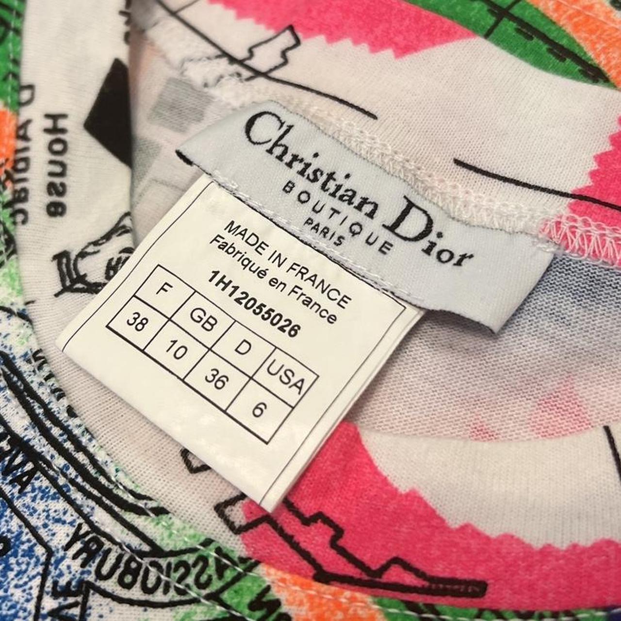 Christian Dior By John Galliano Summer 2001 Neon Techno Map T-Shirt - Outfit Repeater