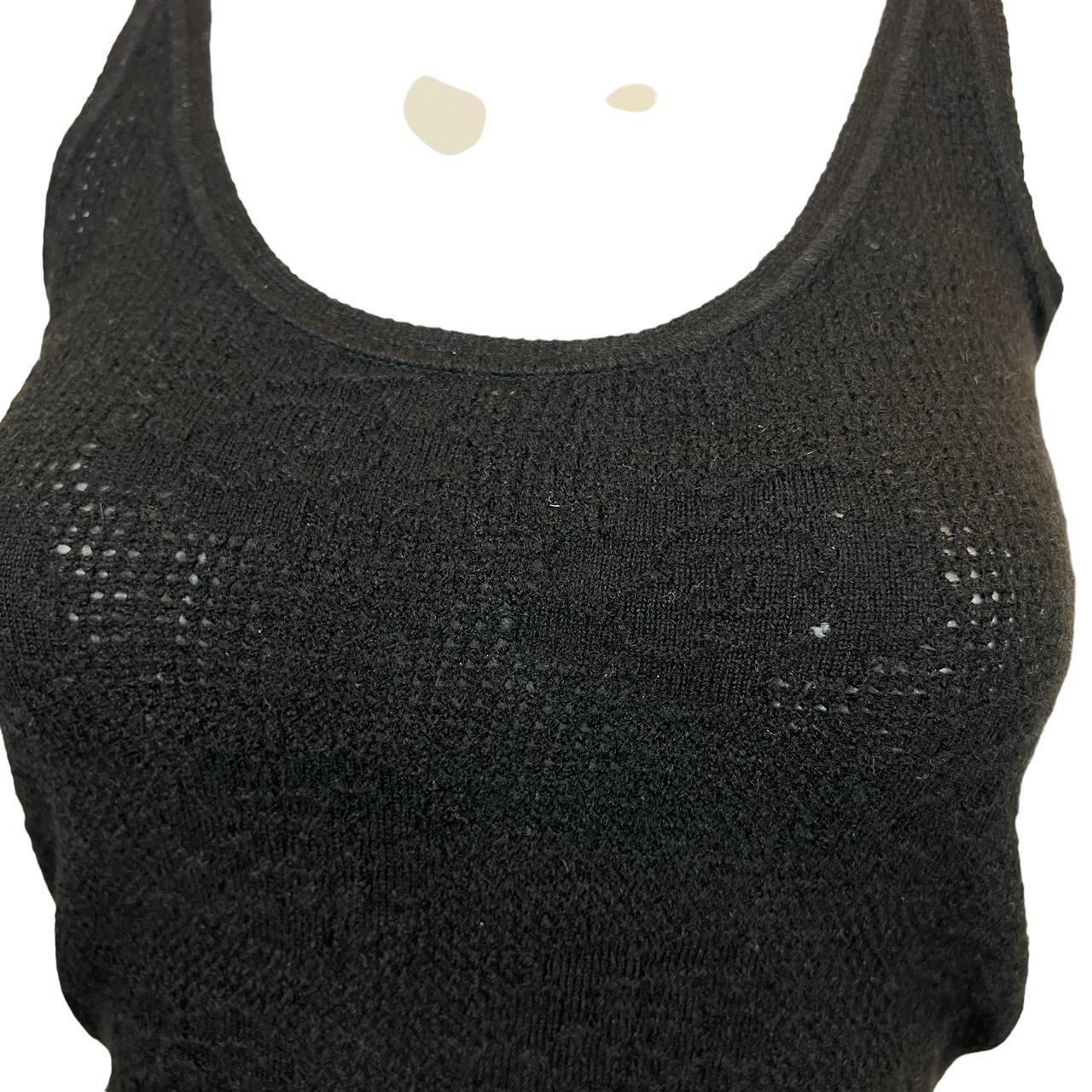 Chanel Cruise 2003 Black Cashmere Knit Tank Top with Logo Flowers