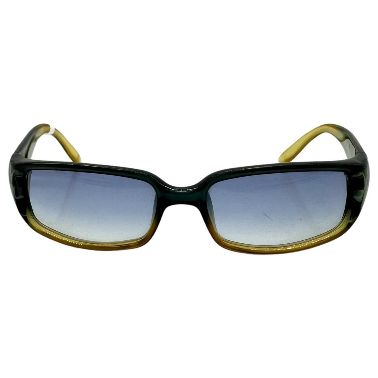 Gucci Blue & Green Gradient Rectangle Sunglasses