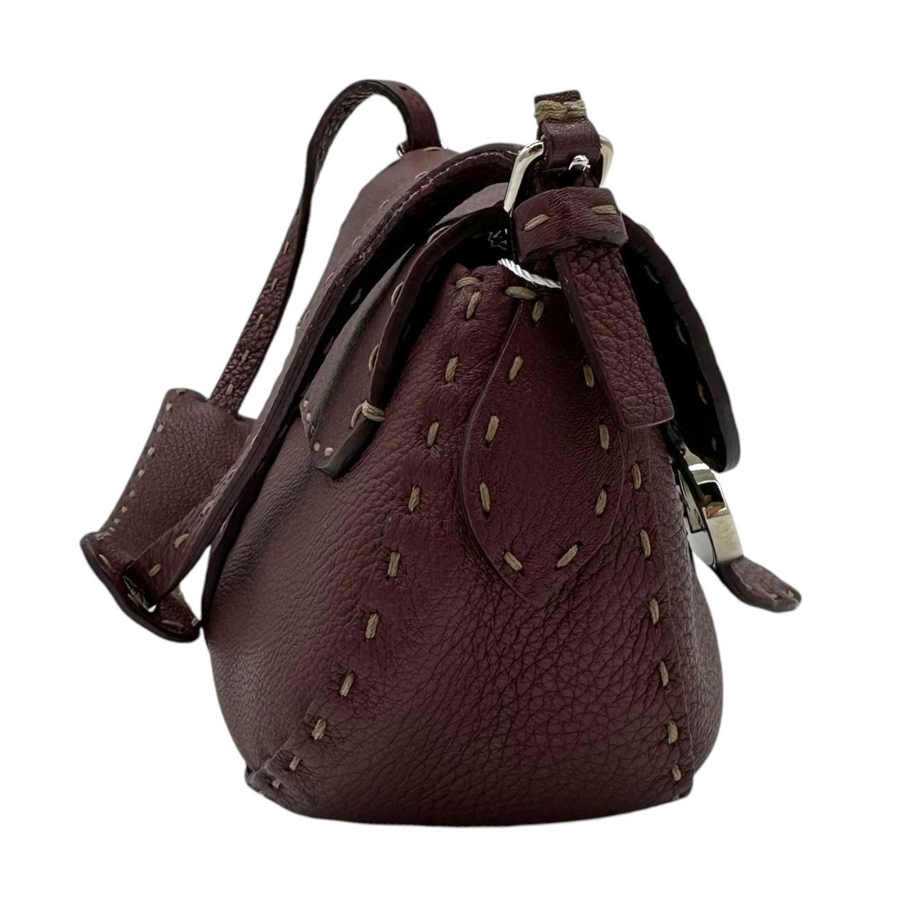 Fendi Selleria Burgundy leather Mini Crescent Shoulder Bag - Outfit Repeater