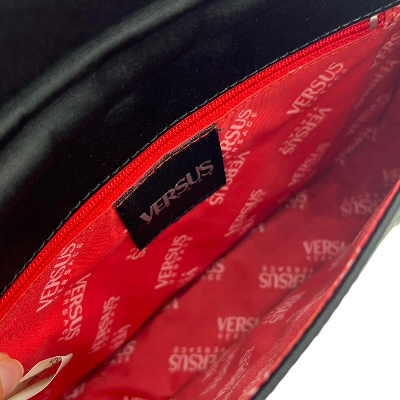 Versace Versus Black Satin Evening Bag With Rhinestones