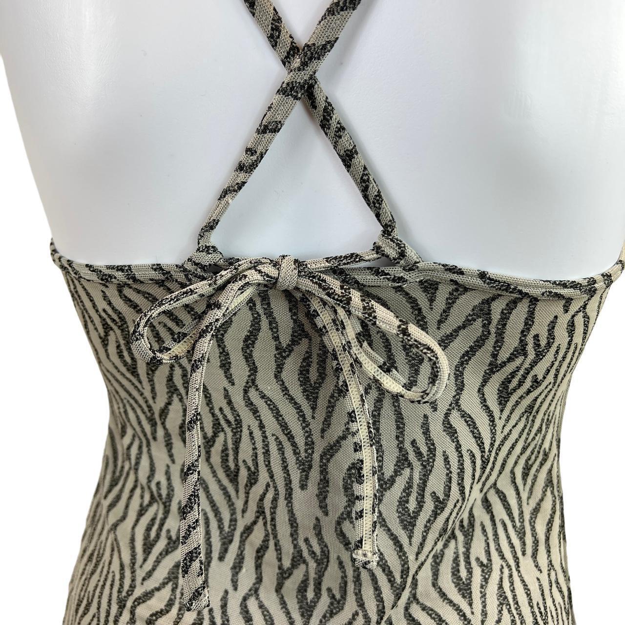Miss Chloé Floral Embroidered Zebra Printed Mesh Cross Back Cami Top - Outfit Repeater