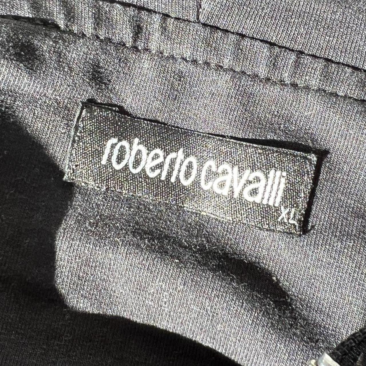 Roberto Cavalli Leopard Print Crystal Logo Embellished Hoodie