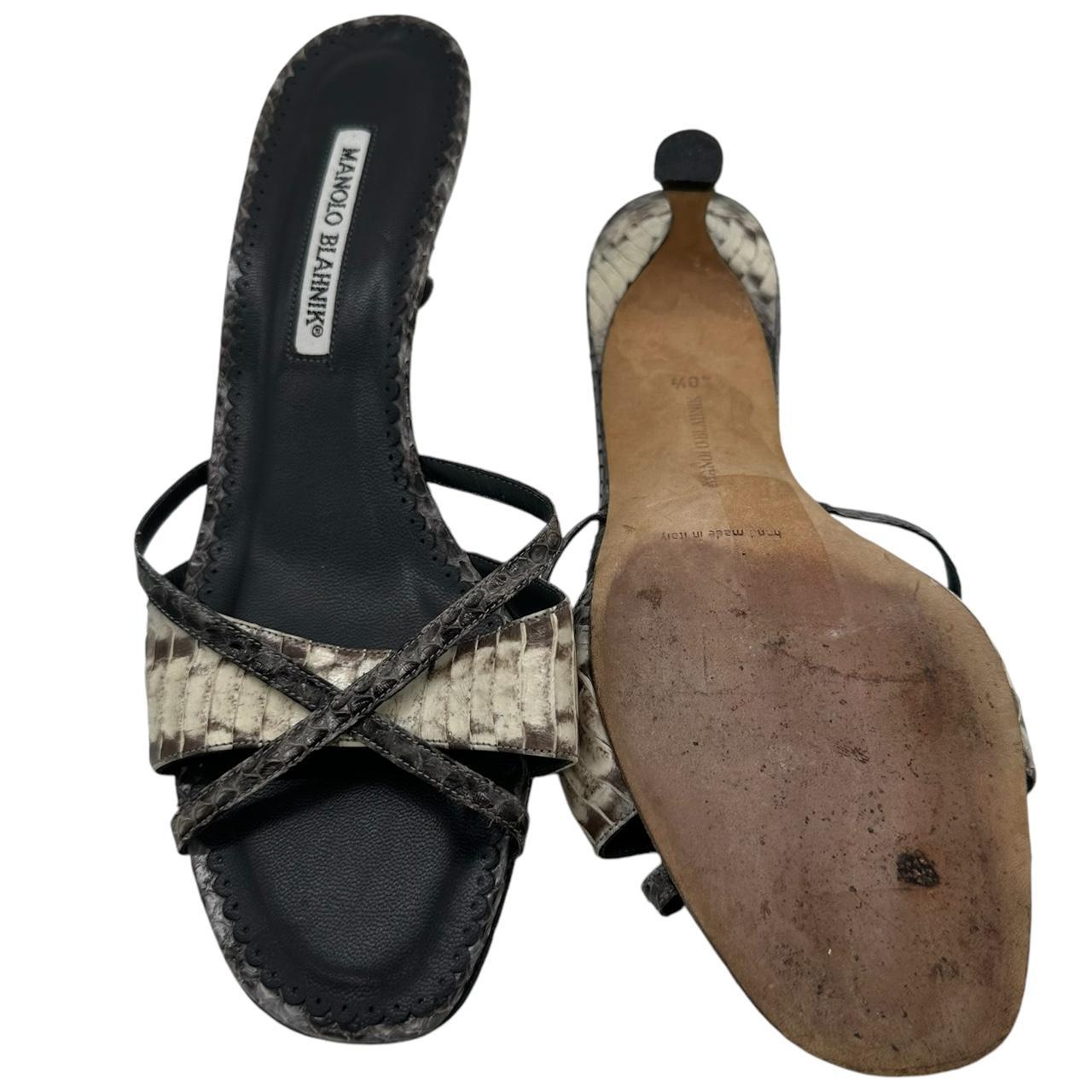 Manolo Blahnik Python Strappy Kitten Heel Sandals - Outfit Repeater