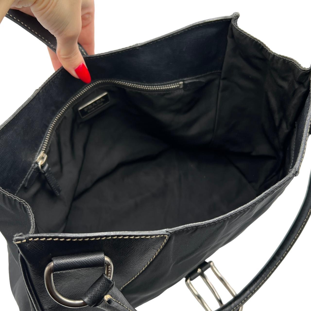 Prada Shoulder Bag Black Nylon Leather Buckle Closure