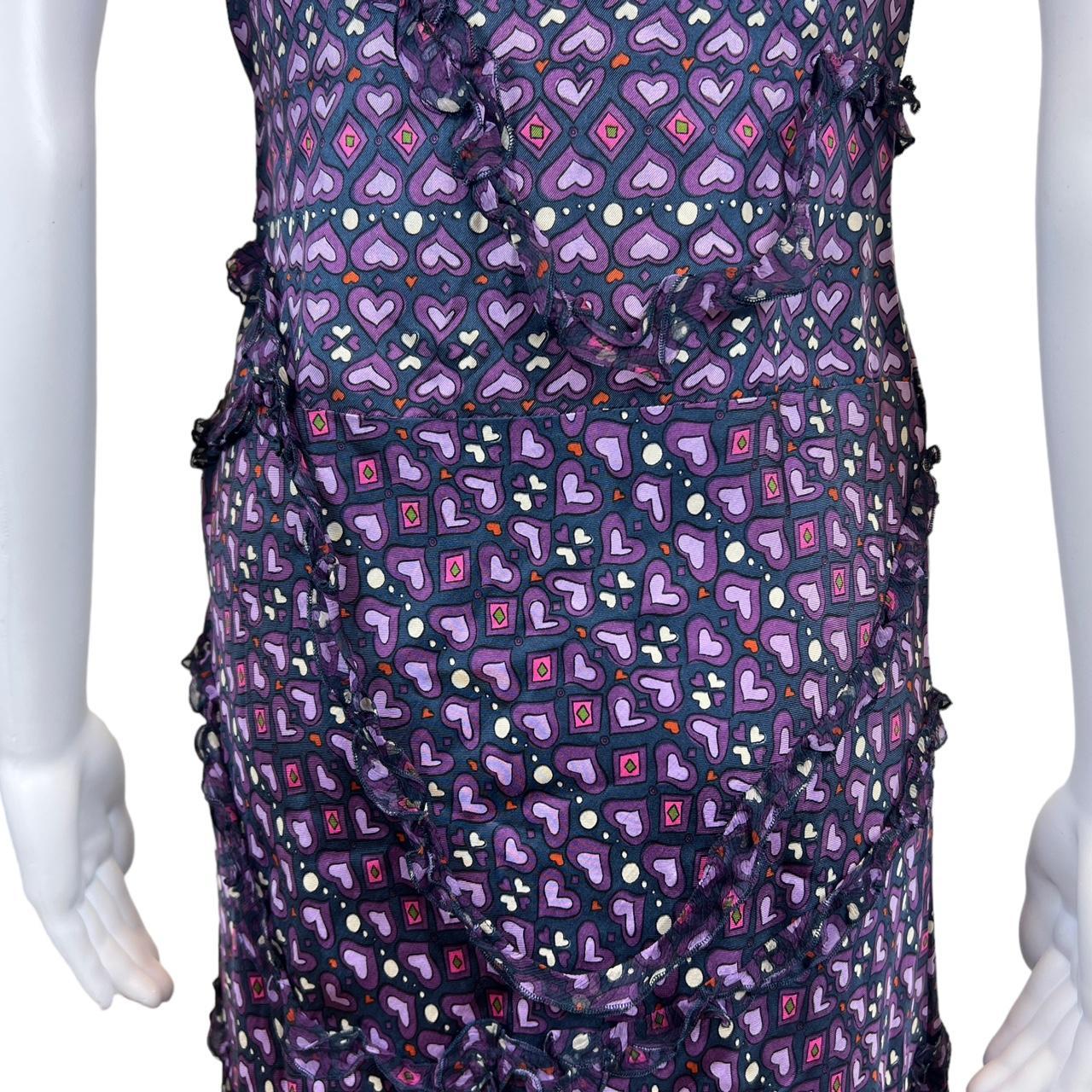 Moschino Cheap & Chic Purple Heart Printed Silk Midi Dress