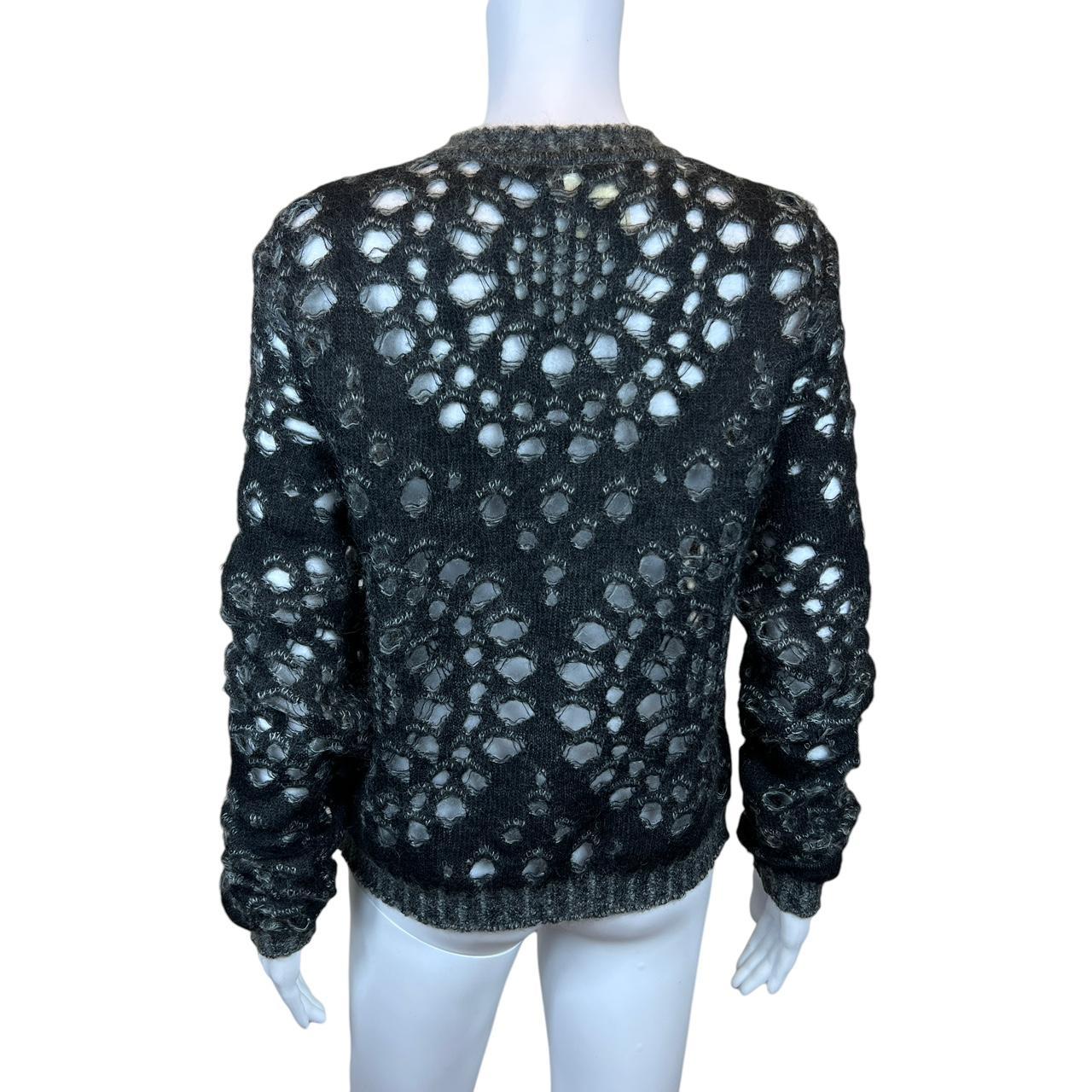 Christian Dior by John Galliano F/W 2000 Black/ Gray Open Knit Distressed Sweater and Scarf - Outfit Repeater