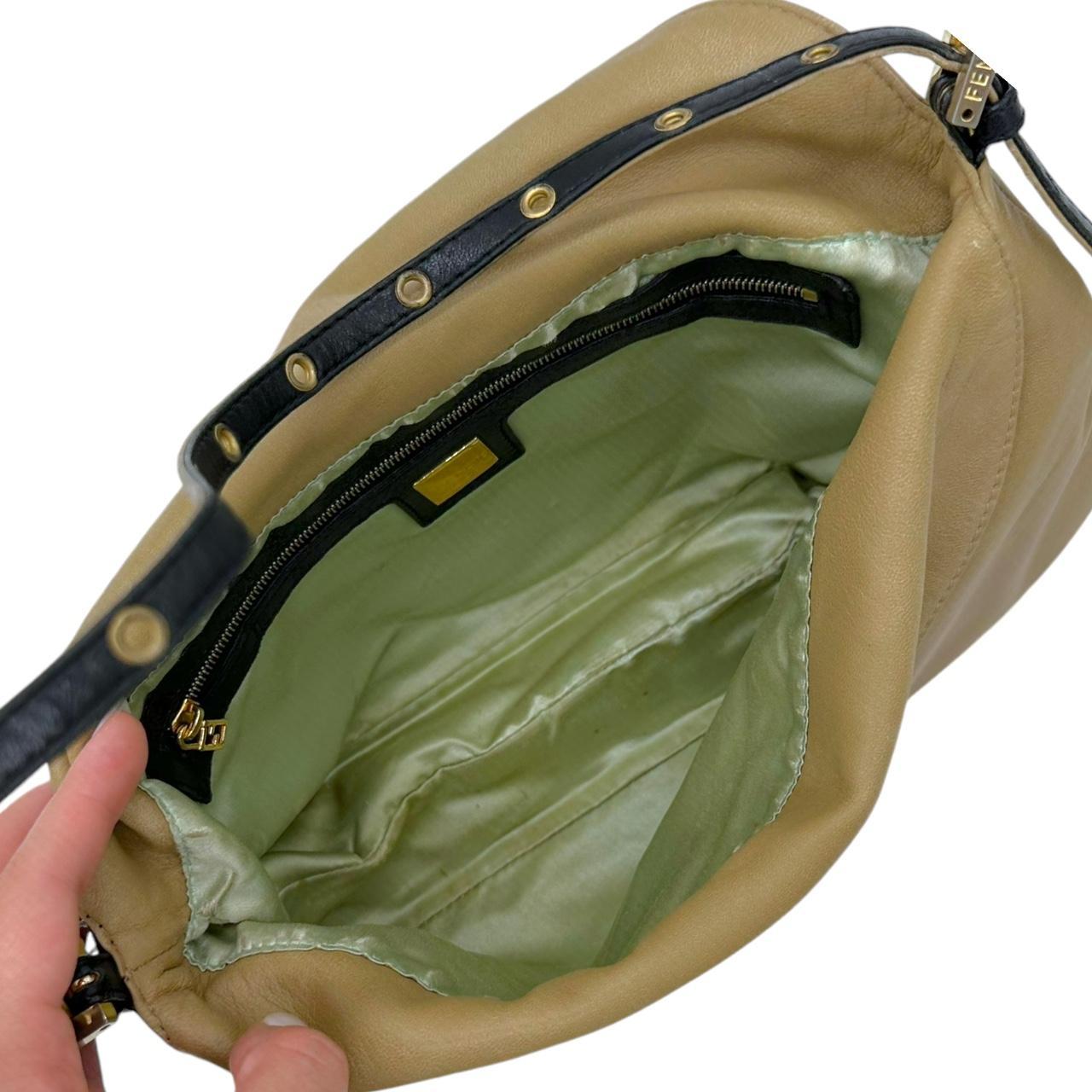 Fendi Two Tone Leather Fold-Over Baguette Shoulder Bag - Outfit Repeater