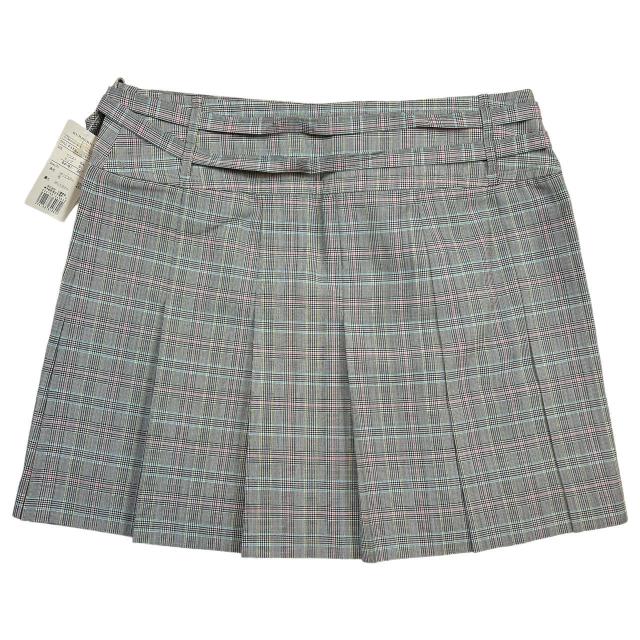 Burberry Gray and Pink Plaid Pleated Mini Skirt