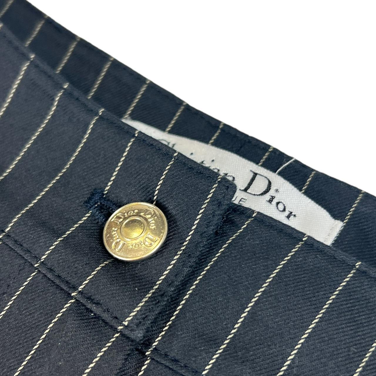 Christian Dior Navy Pinstriped Trousers with Logo Zippers