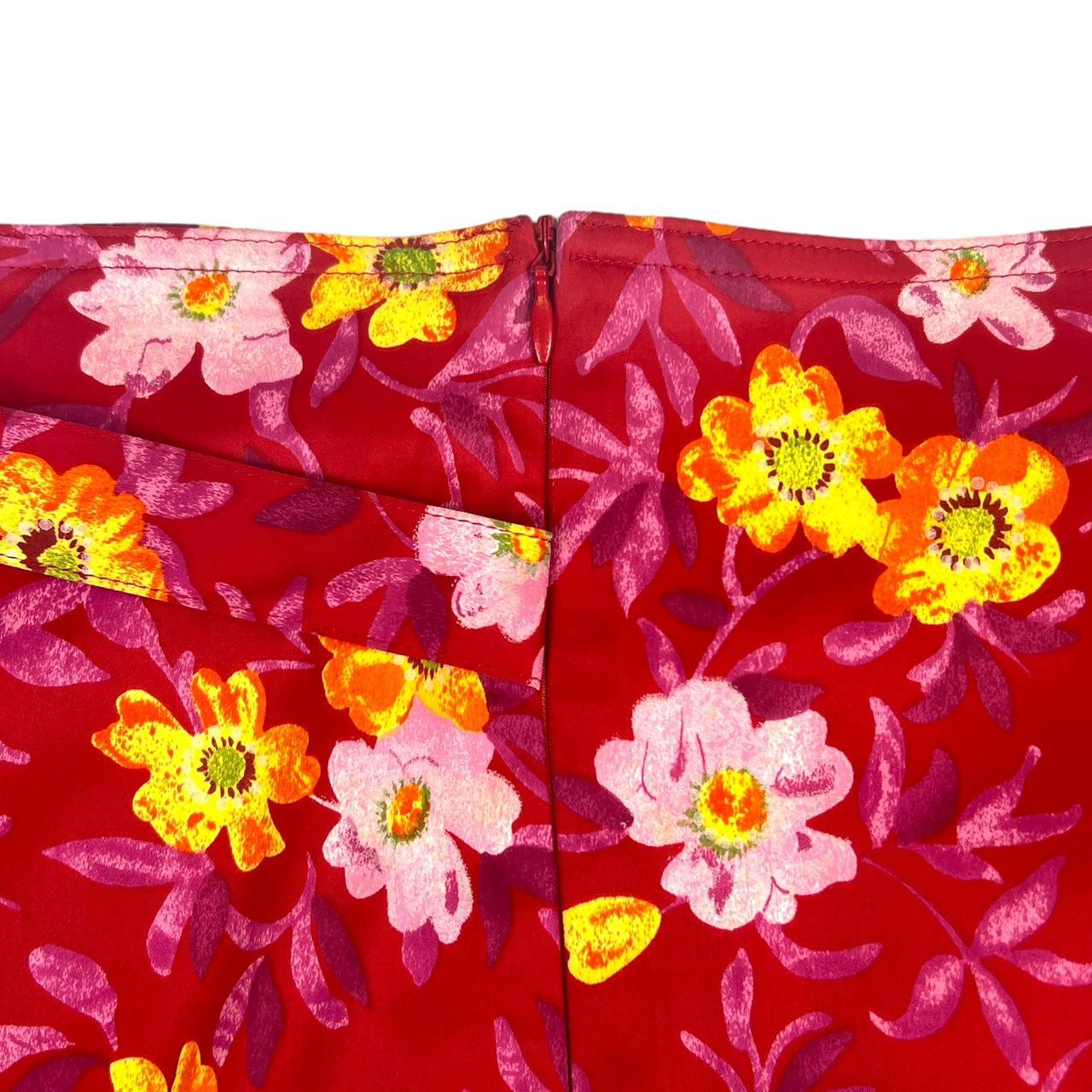 Versace Jeans Couture Red Floral Midi Skirt with Side Tie