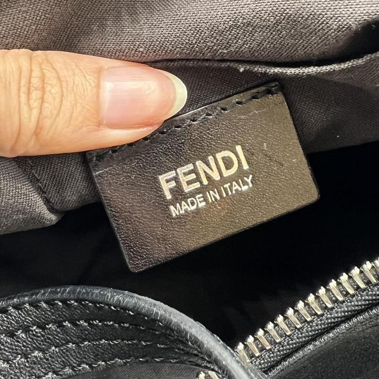 Fendi Black Leather Hobo Bag with Silver Zipper Detail