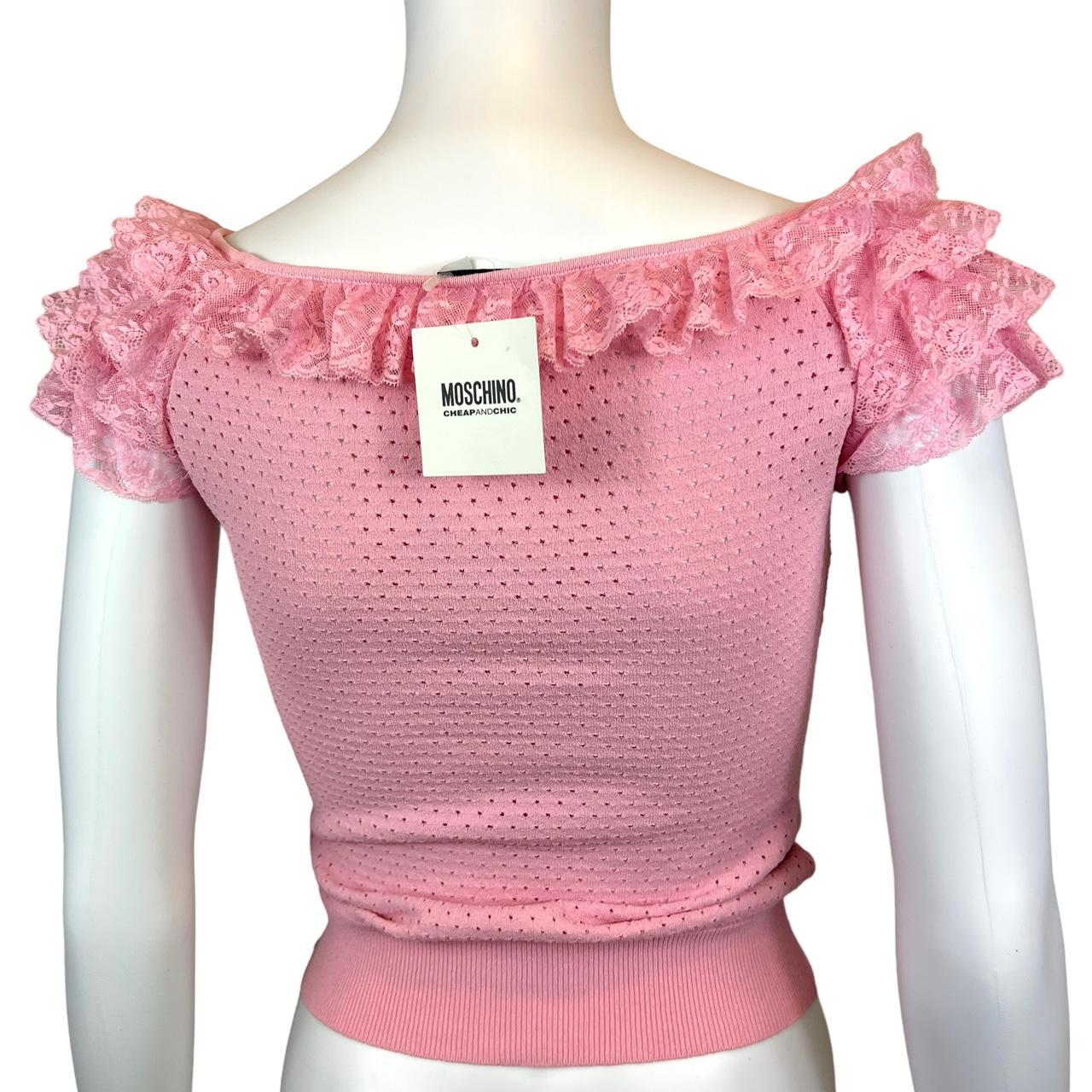 Moschino Cheap & Chic Pink Lace Trimmed Off The Shoulder Top - Outfit Repeater
